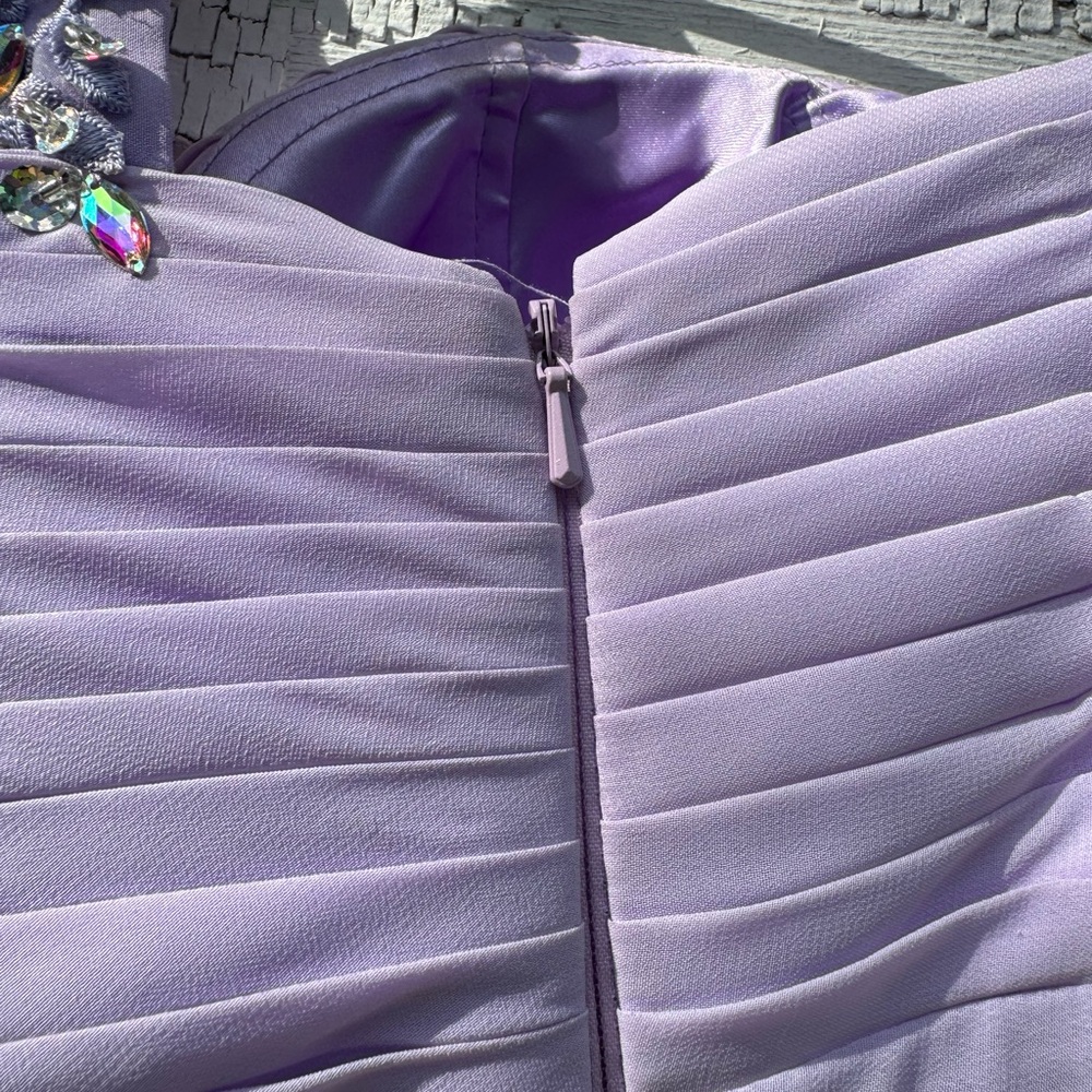Izidress lavender Chiffon One Shoulder Gown Sz 2‎ - Picture 7 of 8